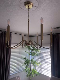 Brass 6-Arm Candelabra Chandelier