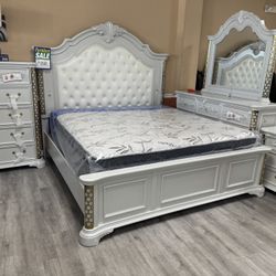 Beautiful King Bedroom Set With LED Lights 