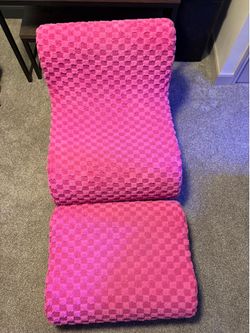Pink Chair with Ottoman
