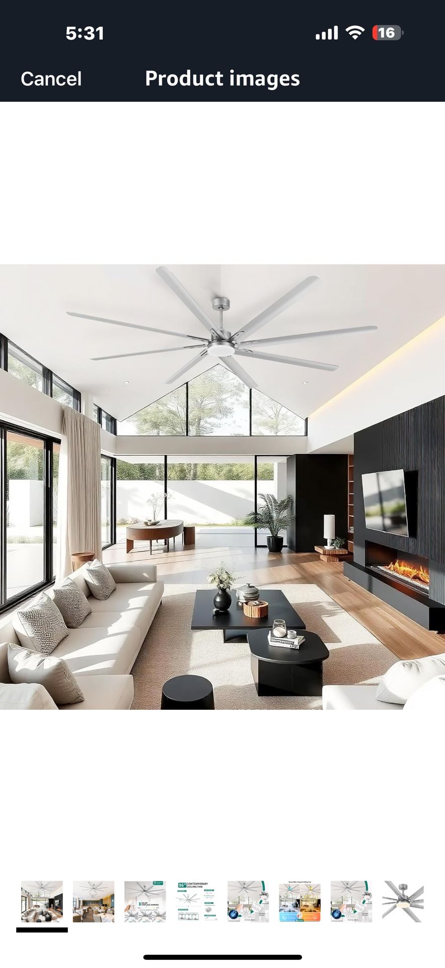 YITAHOME 96 Inch Industrial Ceiling Fan with Light and Remote, Large Modern Ceiling Fan with 8 Blades, 3 Downrods, 6 Speed, 3 CCT, Home or Commercial