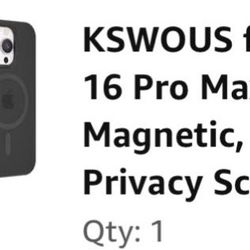 IPhone 16 Pro Max Case Magnetic, with 2 x Privacy Screen