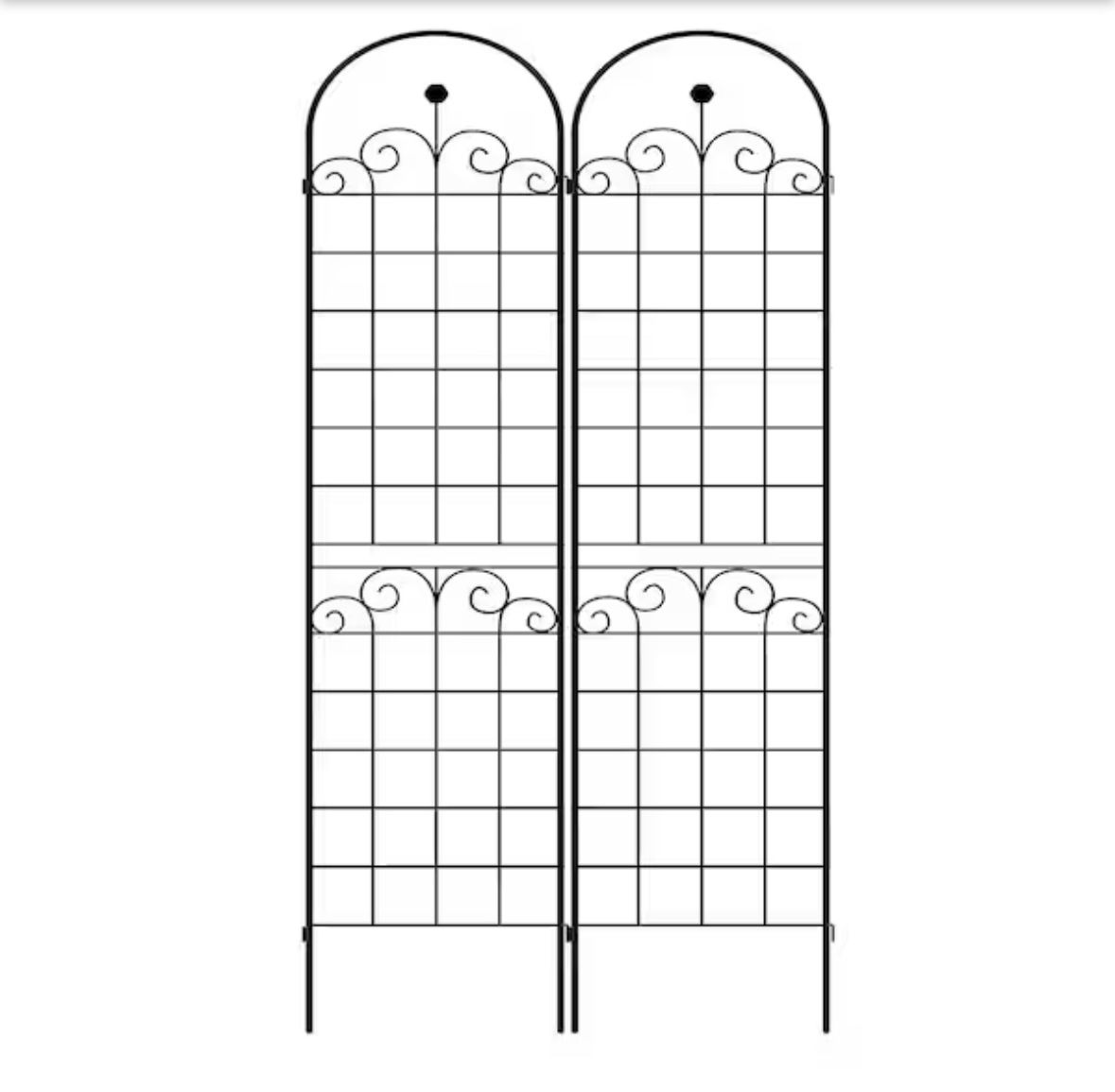 2 Pack Black Metal Garden Trellis for Climbing Plants