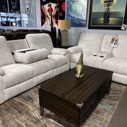 Stunning Reclining Sofa Set! $1499 🤍🔥 Easy Financing!