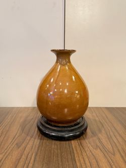 Vintage Handmade Brown Ceramic Vase – Chinese Pottery Flower Vase