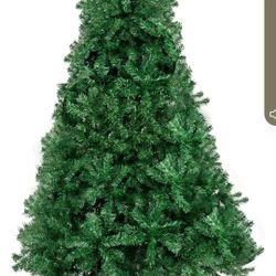 7 Feet Unlit Artificial Full 1100 Tips Branches Christmas Pine Tree with Sturdy Metal