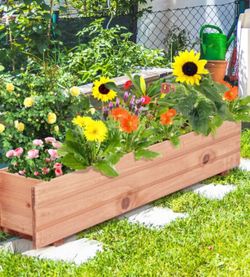 Costway 36 in. Rectangular Wooden Flower