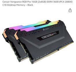 Corsair Vengeance RGB Pro 16GB (2x8GB) DDR4 3600 (PC4-28800) C18 Desktop Memory – Black