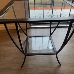 Blackwrought iron  glass end table