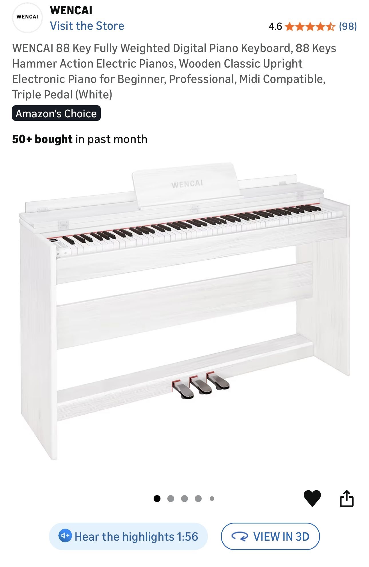 WENCAI 88 Key Fully Weighted Digital Piano 