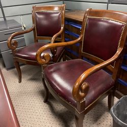 Wooden Leather Chairs  Set/2