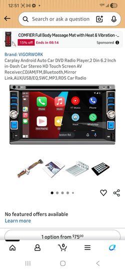 Carplay Android Auto Car DVD Radio Player,2 Din 6.2 Inch in-Dash Car Stereo HD Touch Screen AV Receiver,CD/AM/FM,Bluetooth,Mirror Link,AUX/USB/EQ,SWC,
