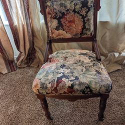 Vintage Victorian Eastlake Upholstered Parlor Side Chair 