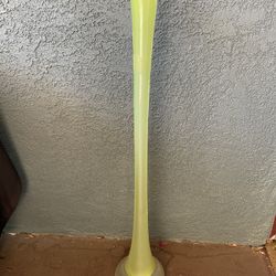 38" Vintage Murano Venini Style Green Tall Glass Vase 2000s