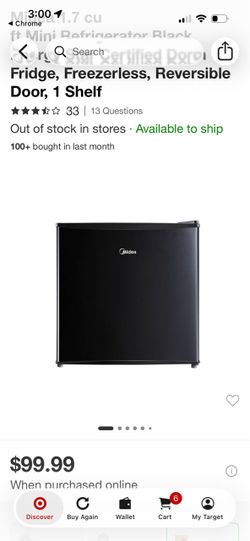 Midea 1.7 cu ft Mini Refrigerator $50