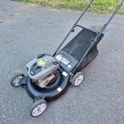 Push Lawnmower With Grass Bag