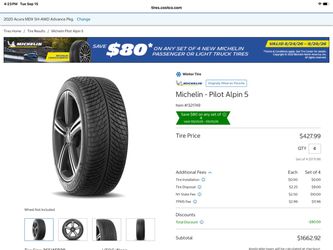 Michelin Pilot Alpin 5 Winter Tires Size 265/45 R20