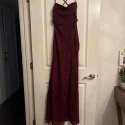 Burgundy Lace Evening Dress 