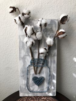MasonJar with cotton flowers Decor