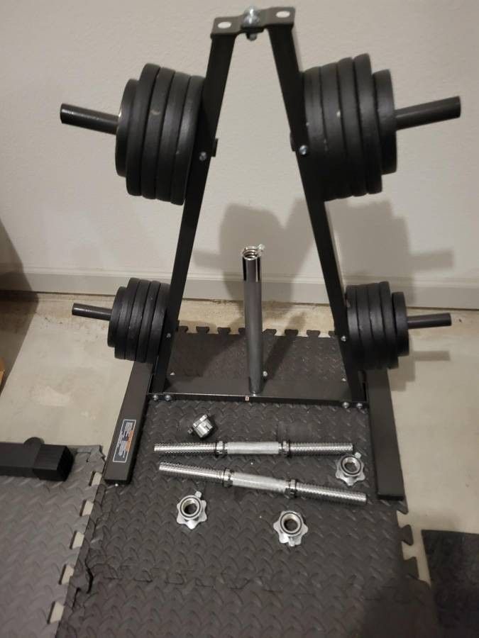 Dumbbell Weight Rack + Plates 