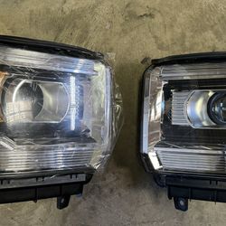 2014 to 2017 GMC Sierra Chrome Headlights Projector Proyectores OEM STYLE for 