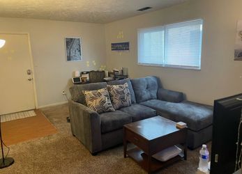 Greyish/Blue Couch. MUST SELL BY 6/18