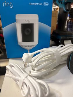 New open box Ring Spotlight cam long power cord