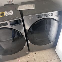 Whirlpool 4.5 Cu. Ft. Front Load Washer with Quick Wash Cycle and a matching Whirlpool 7.4 cu. ft. Smart Front Load Energy Star