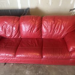 Red Leather Sofa