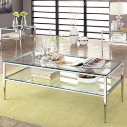 Brand New Chrome 3pc Coffee Table Set