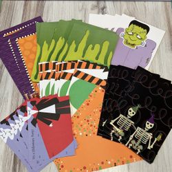 218 Assorted Halloween Themed Cards, Various Designs & Sizes 