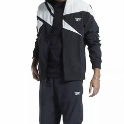 Reebok Men's Classic Vector Track Jacket In Night Black Size SMALL