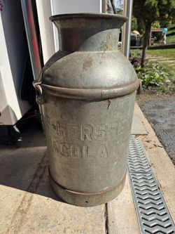 6-Hershey-48 Chocolate Corp Drop Handle Milk Can. 24” H. No Lid. Must Pickup
