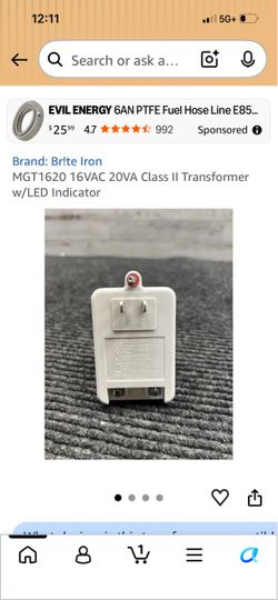 Br!te Iron MGT1620 16VAC 20VA Class II Transformer
