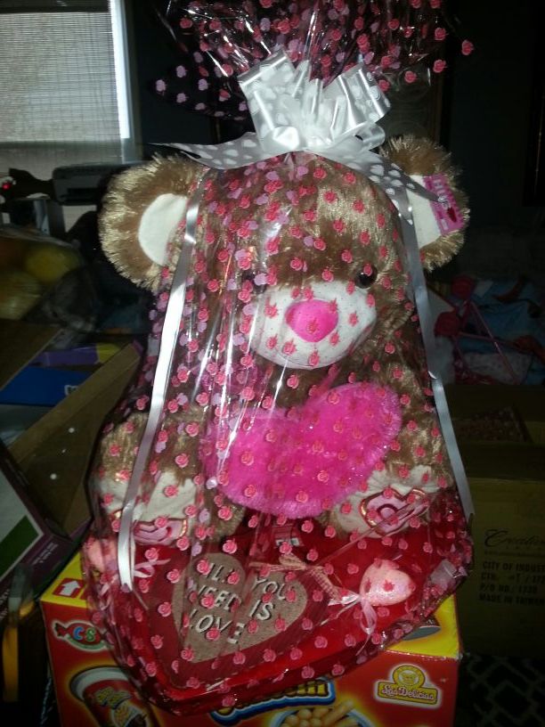 Big Teddy bear with chocolate