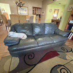 100% Leather Sofa Set - Dark Gray