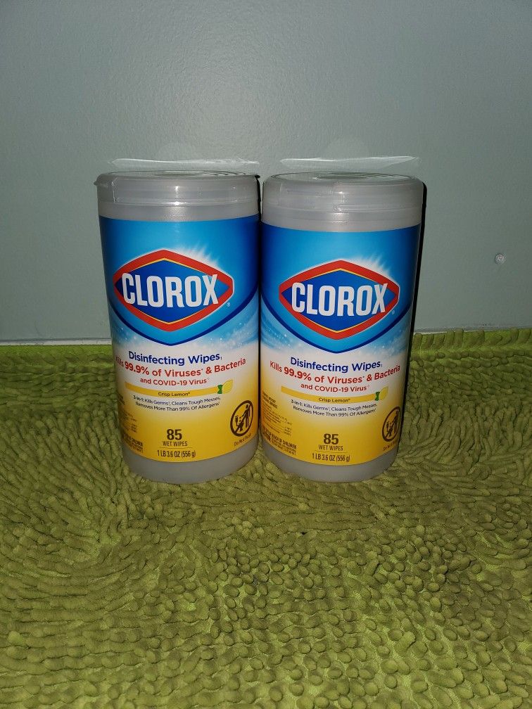 2 Clorox 85 Wipes Crisp Lemon