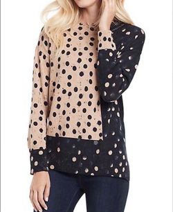 Nic+Zoe Polka Dot Cotton-Blend Sweater size Large