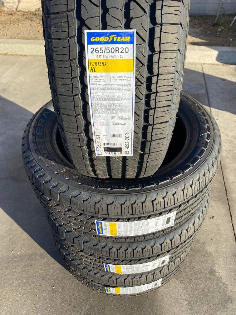 265/50r20 Goodyear fortera New Tires Installed and Balanced for Sale in