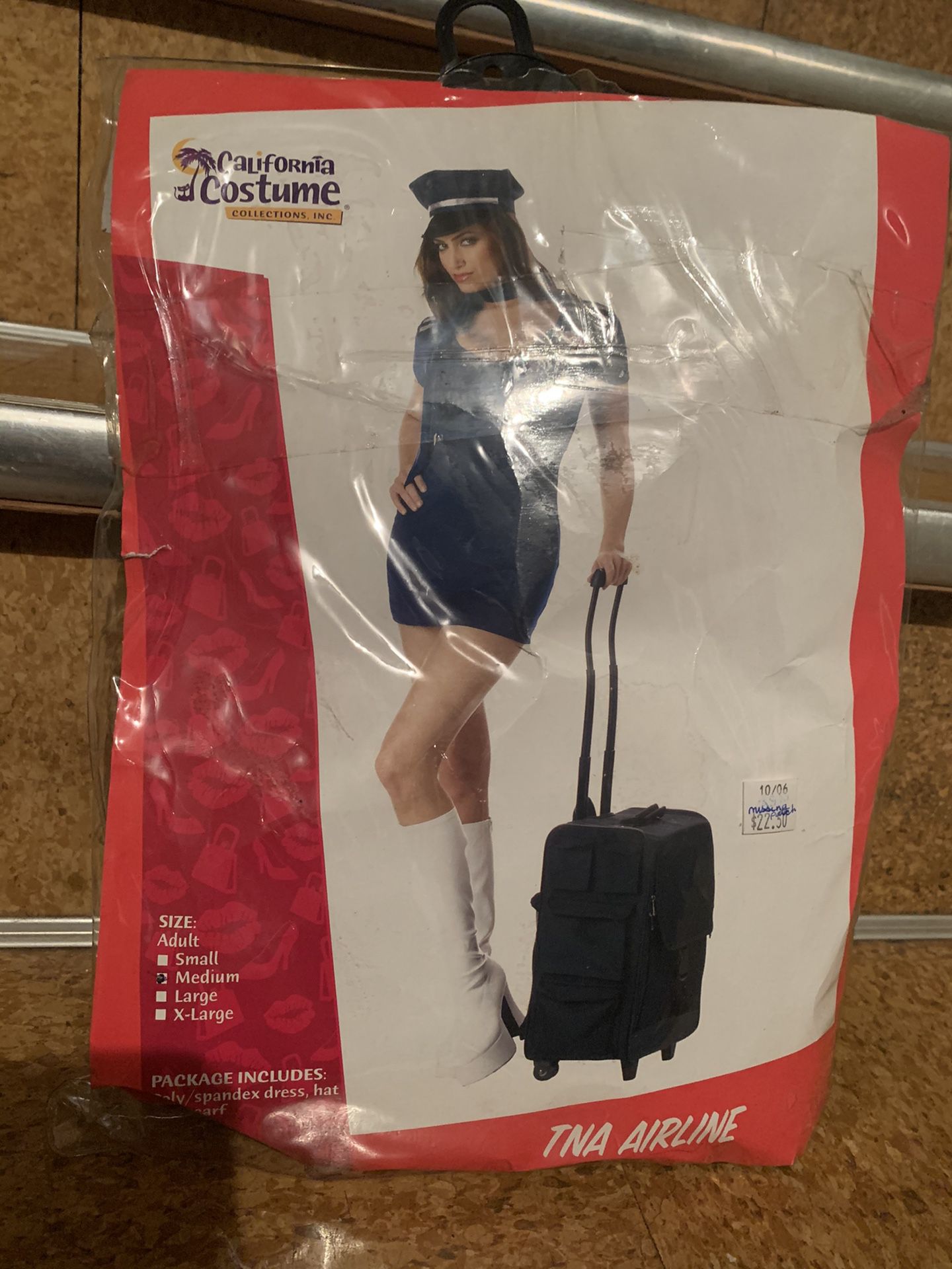 Halloween Stewardess Costume - medium. (Spandex dress, hat, and scarf)