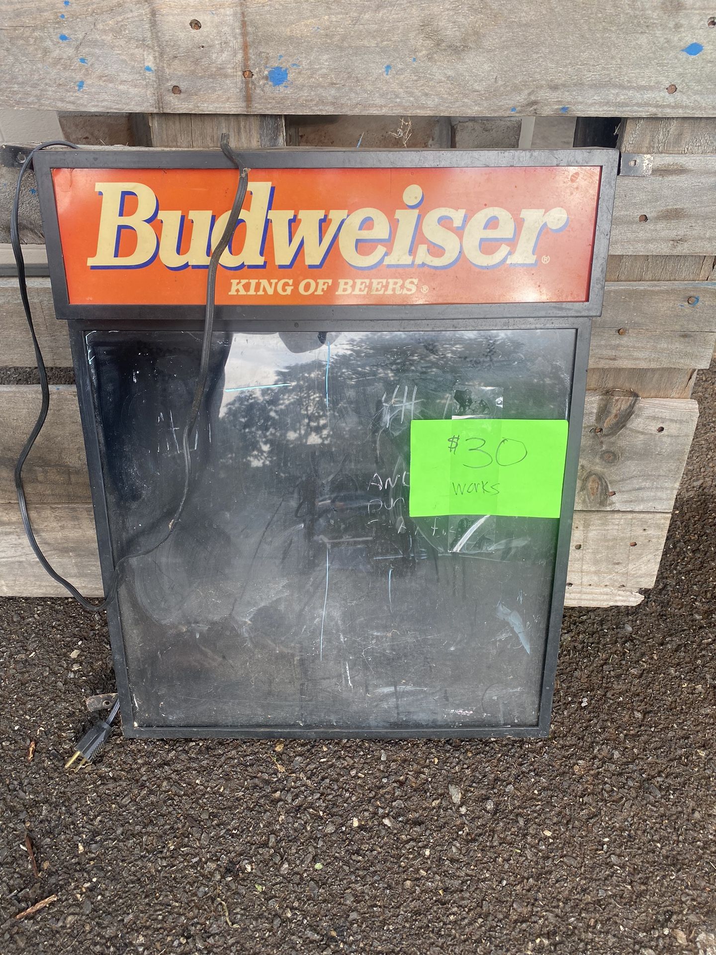 Budweiser Light Dry Erase Marker Sign Vintage -works !