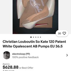 Christian Louboutin So Kate 120 Patent White Opalescent AB pumps Eu 36.5