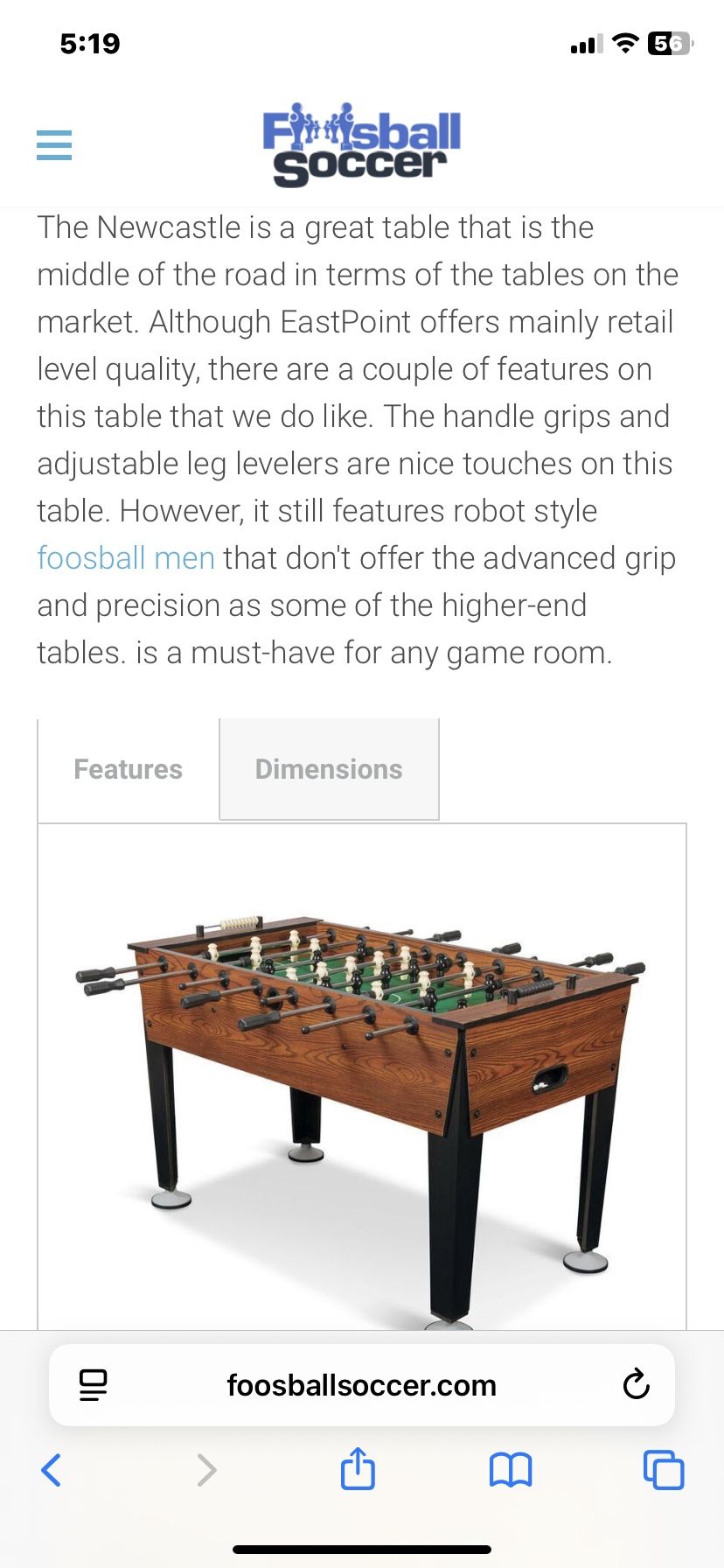 Eastpoint Newcastle Foosball Table New In Box