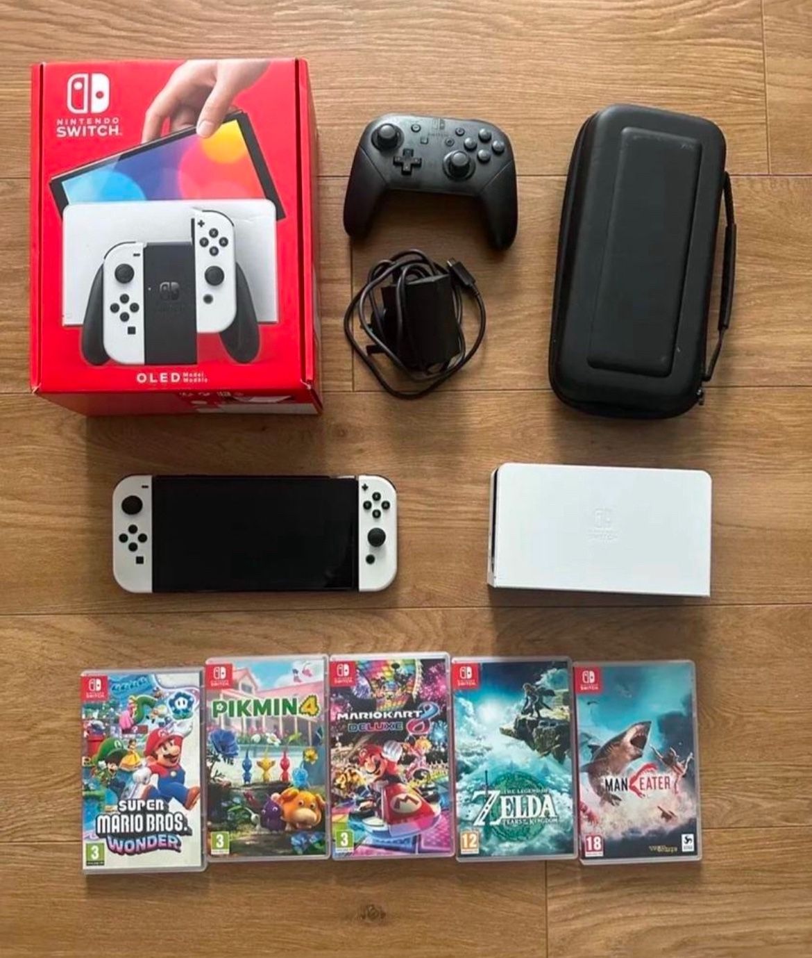 Good OLED Model HEG-001 Handheld Console - 64GB - White & Pro Controller