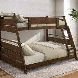 **SALE** Solid Wood Twin over Full Bunk Bed in a Warm Walnut Finish! 