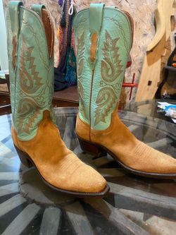 Lucchese 1883 TURQUOISE Soft Leather  Suede, Size  7.5 B Womans Western Cowboy Boots