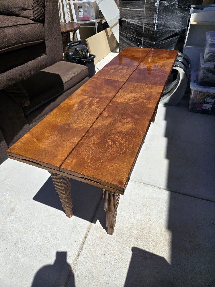 Mid-century Burl Vaneer Folding Table