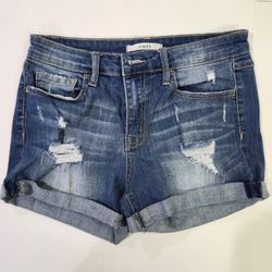 Klique B Size Medium Women’s Denim Shorts Distressed Folded Hem Size 27