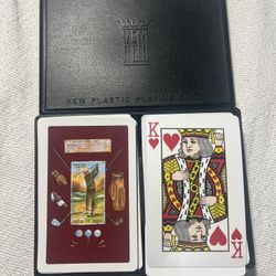 2 Decks of Golf Themed KEM Plastic Playing Cards with Case
