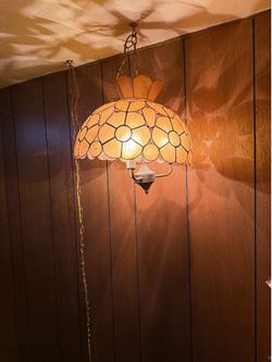 Vintage Mother of pearl  chain lamp