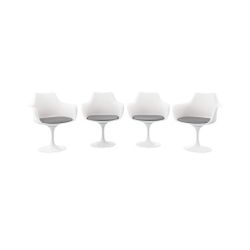 Set Of 4 Tulip Swivel Armchair, Gray Dining Chairs 